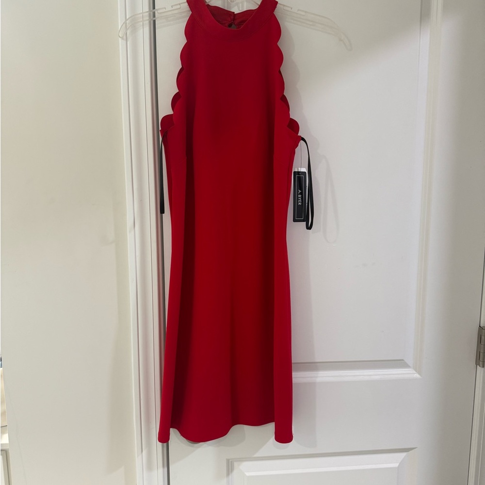 A. Byer Red Scalloped Mini Dress